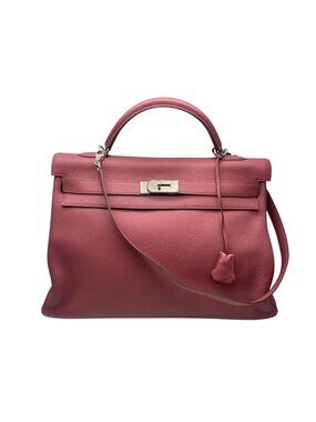 Hermes Kelly 40 Handbag 2-Way Purple Taurillon Clemence Silver